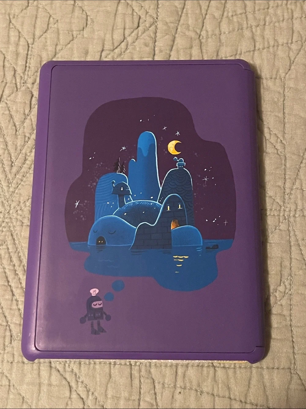 Kids Kindle Cover with Playful Island Illustration